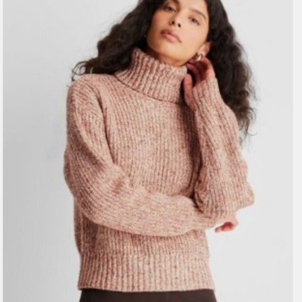 Future Collective SZL Neutral Chunky Comfy Turtleneck Sweater Academia Preppy